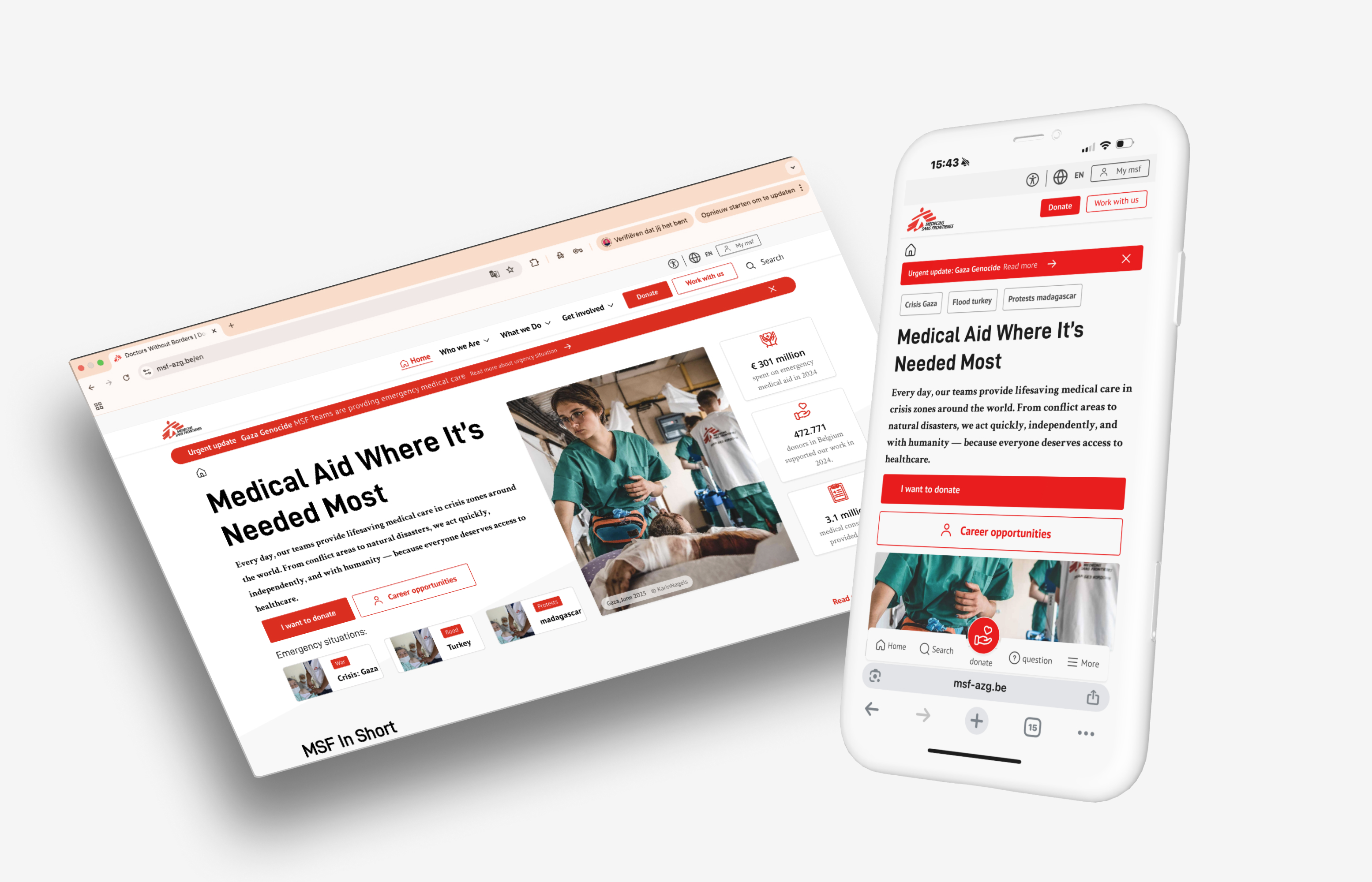 MSF page template showing layout consistency across the site