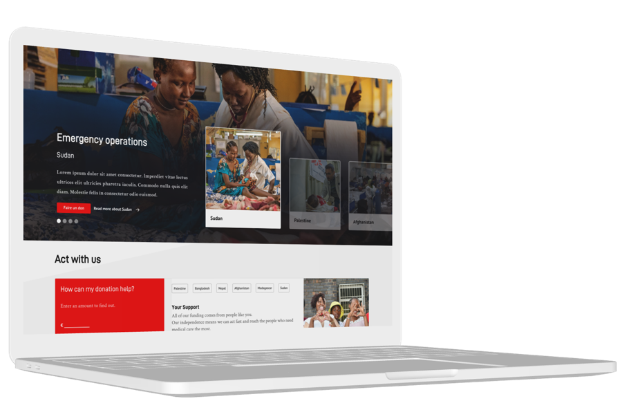 The Doctors Without Borders website on a laptop